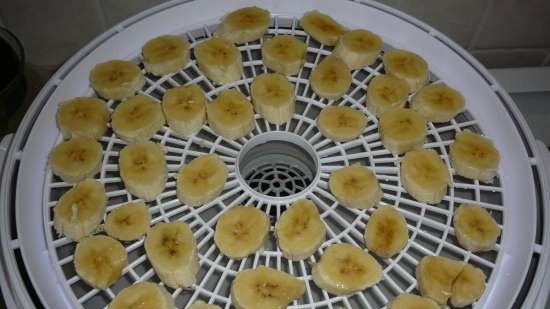 Banánforgács cukorszirupban, Travola 333 elektromos szárítóban