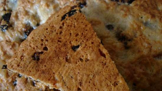 Lapos kenyér mazsolával lusta tésztából kefiren (több kemencés GFB-1500 Pizza-grill)