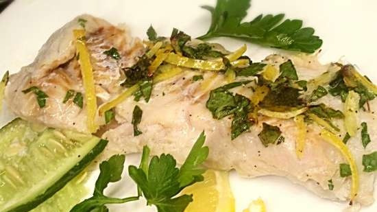 Citromos hal, sült uborka és zeller