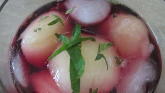 Meloenballetjes op wijnstroop