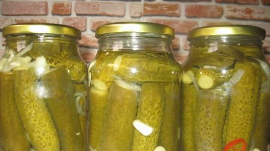Pickled cucumbers dry sterilization