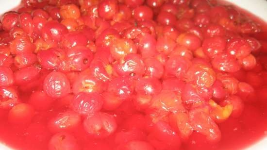 Mermelada espesa / puré de bayas jugosas (frutas, verduras) sin espesantes en el microondas (por ejemplo, albaricoques y cerezas)