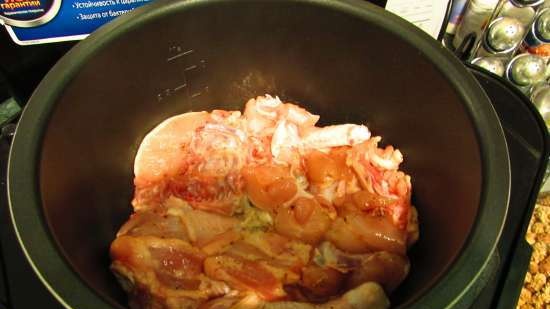 Pollo profumato in salsa di panna acida e cipolla (pentola a pressione multicooker Steba DD1)