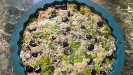 Torta con erbe e olive Incredibile (senza uova e burro)