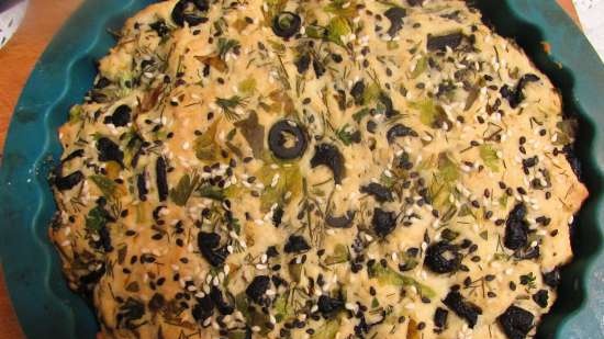 Torta con erbe e olive Incredibile (senza uova e burro)