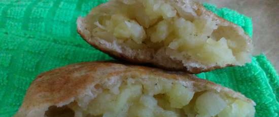 Gebakken taarten van deeg op aardappelbouillon (mager recept)
