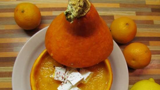 Gazpacho with pumpkin (L'insolito gazpacho al melone, peperone giallo al forno ed agrumi)