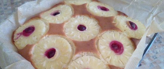 Pie Pyshka met fruit op kefir