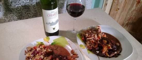 لحم بصلصة النبيذ مع العنب (فيليتو ألوفا)