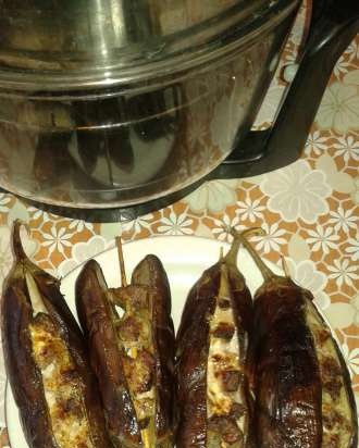 Mtsvadi - shashlik alle melanzane (per barbecue, friggitrice ad aria, friggitrice ad aria, forno)