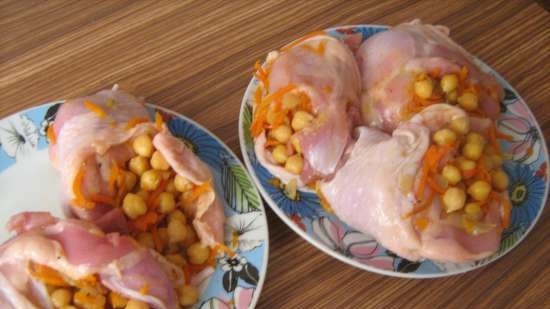 Kyllinglår fylt med kikerter ved bruk av sous vide-teknologi i en Steba DD2 komfyr med flere kokere
