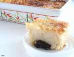 Rice pudding with soy milk with vanilla and prunes