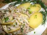 Pork leg salad with gherkins