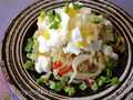 Warm cabbage salad with egg