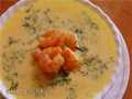Pumpkin cream soup with shrimps