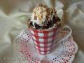 Chocolate ice cream cake in a mug