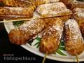 Sweet sticks-pancakes from kefir dough with marmalade (sausage maker Smile 3633)