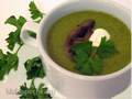Cold creamy parsley and fennel soup with mushrooms