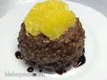 Buckwheat dessert with dates and fig syrup