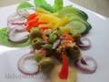 Eastern freshness salad of pineapple with vegetables in ginger sauce