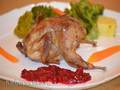 Quail with grilled cranberry sauce