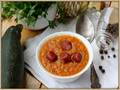 Lentil soup with zucchini and sausages