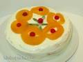 Cake White Angel with curd-sour cream and peaches for Valentine's Day