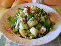 Fresh wild garlic salad with potatoes and radish