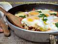 Fried eggs with vegetables and home-smoked chicken breast