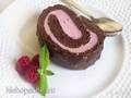 Chocolate roll with raspberry cream soufflé