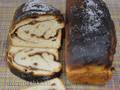 Wheat bread with raisins and sugar cinnamon spiral