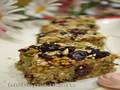 Multigrain (energy) squares from quinoa with coconut and cranberries, baked in the oven