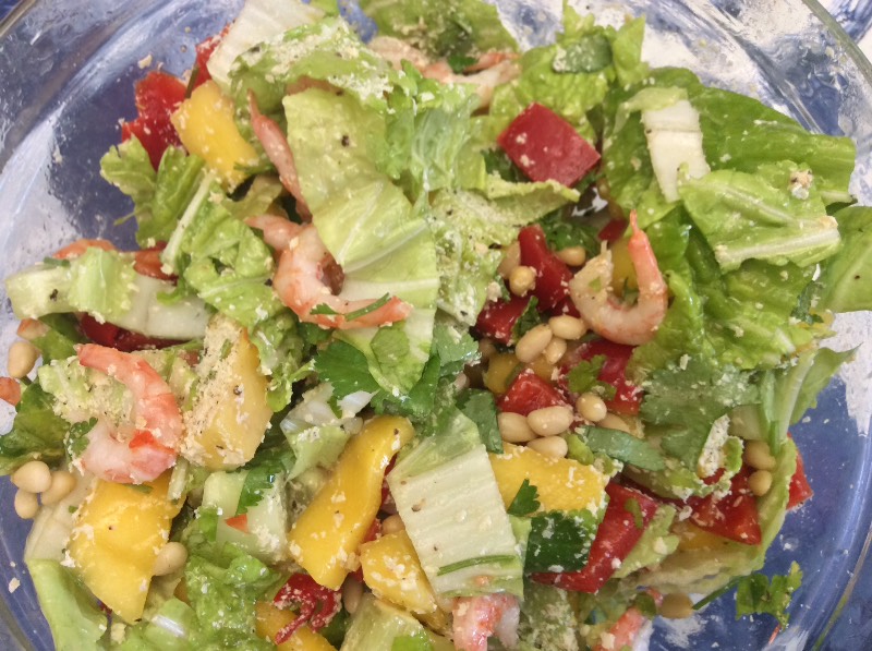 Mango (pineapple) salad with honey-lime dressing - green fresh gourmet with Asian flavor