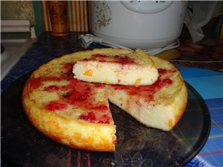 "Delicate" cottage cheese casserole with peach (Panasonic SR-TMH10)