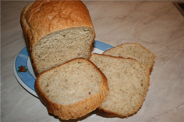 Bread with parmesan, dry herbs and bran