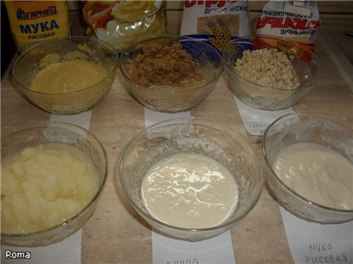 Assorbimento di liquido da vari tipi di farina, cereali, fiocchi