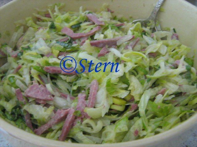 Cabbage salad with tongue