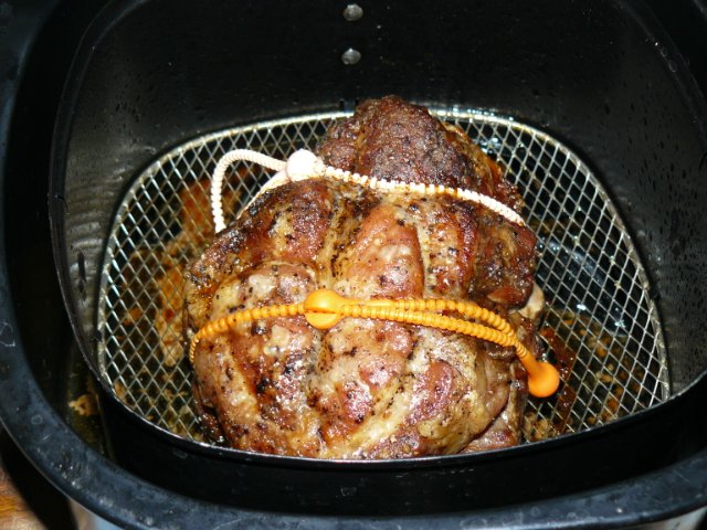 Meat baked in an air fryer