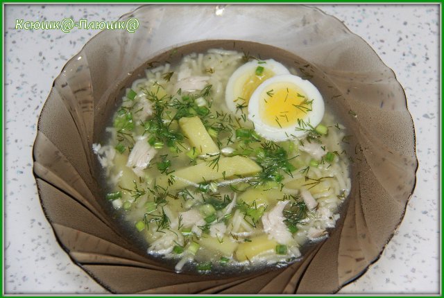 Soup with noodles in chicken broth Chicken with egg (Brand 6050 pressure cooker)