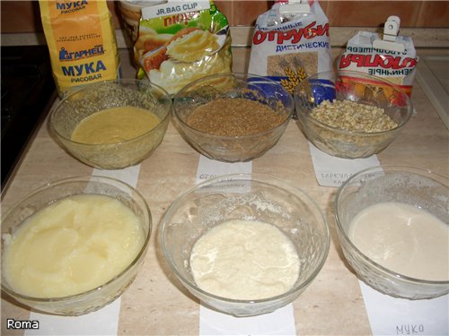 Wchłanianie cieczy przez różne rodzaje mąki, zboża, płatki