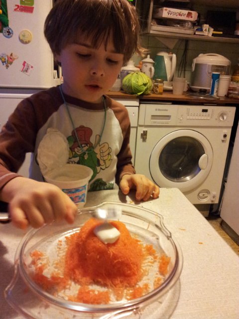 Grated carrots with sugar and sour cream! Master class from Arseny for my beloved!