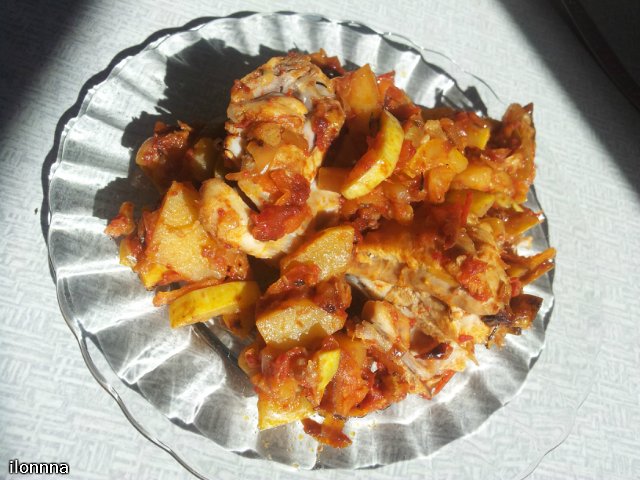 كوسة مع طماطم مجففة بالشمس ودجاج وبطاطس في قدر متعدد الطهي من باناسونيك