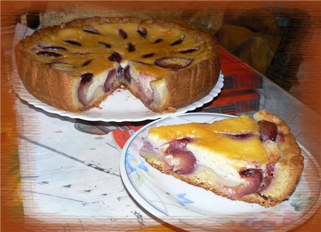 Plum Pie with Vanilla Pudding