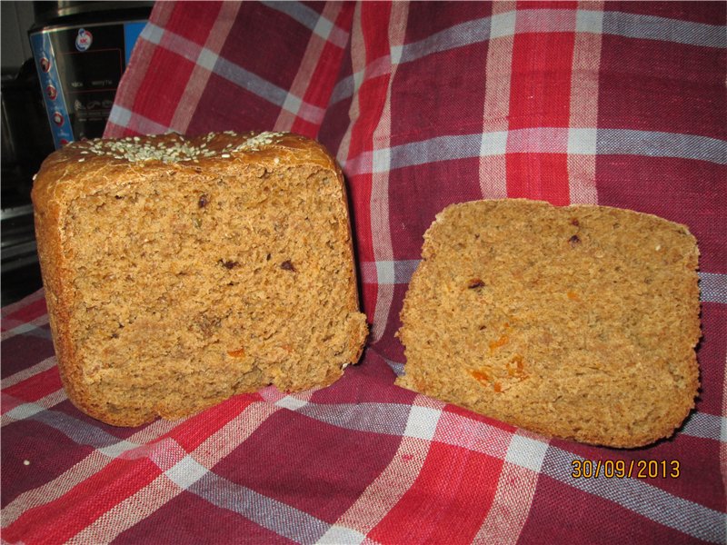 Wheat-rye bread with prunes and pumpkin seeds for Panasonic (SD-2502)