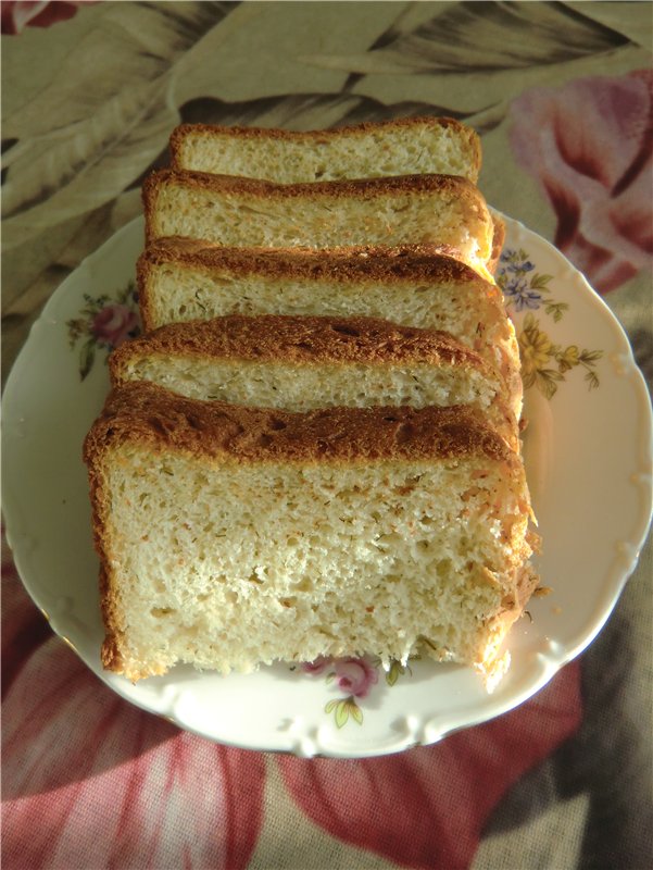 Rice bread with cheese and herbs.