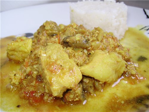 Curry con carne di maiale e funghi (multicooker Panasonic SR-TMH 18)