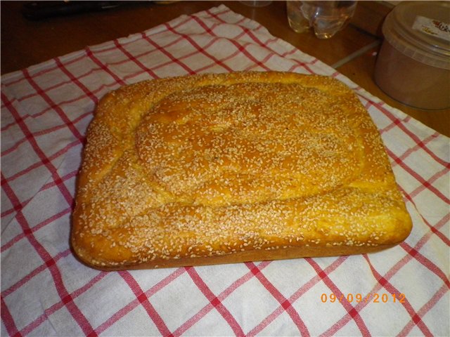 Milk cake on the hearth (oven)