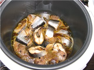 Braised herring in oil (Multicooker Panasonic SR-TMH 18)