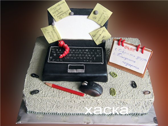 Computer and household appliances (cakes)