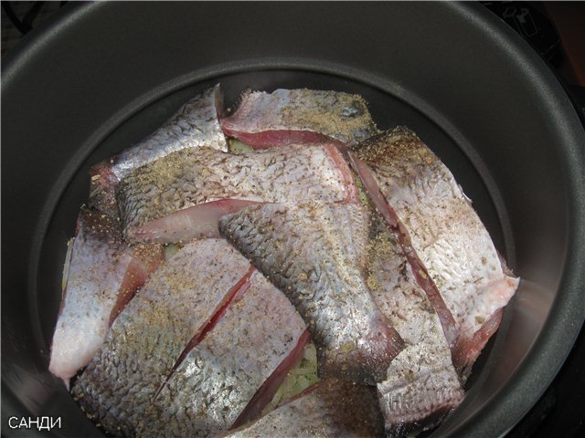 דג נהר מבושל בירקות בסיר הלחץ קומפורט פי 500